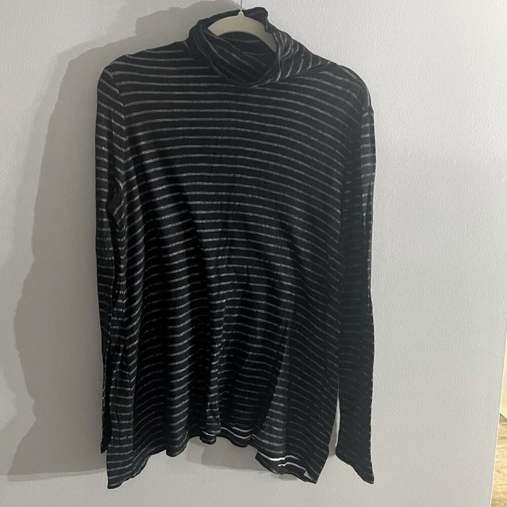 White House Black Market Turtleneck Tunic Sweater Women’s Large Striped